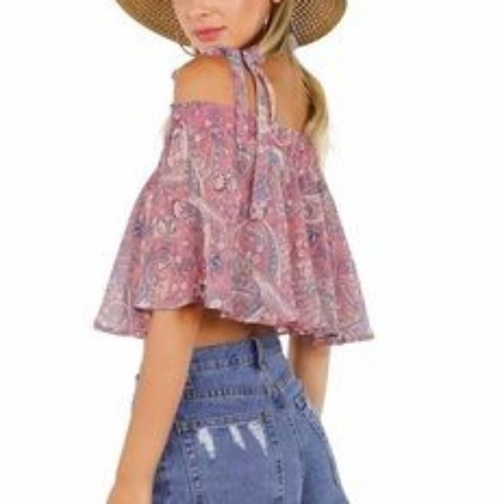 Show Me Your Mumu Nini Paisley Tie Top Pink S